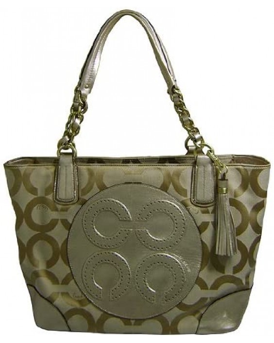 Kabelka Coach Colette Signature C Op Art Sateen Tote Style Ivory Lt Khaki/Gold