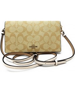 Kabelka Coach Anna Foldover Clutch Crossbody (Signature Canvas - Light Khaki - Chalk)