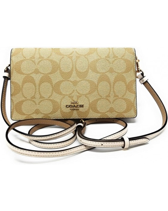 Kabelka Coach Anna Foldover Clutch Crossbody (Signature Canvas - Light Khaki - Chalk)