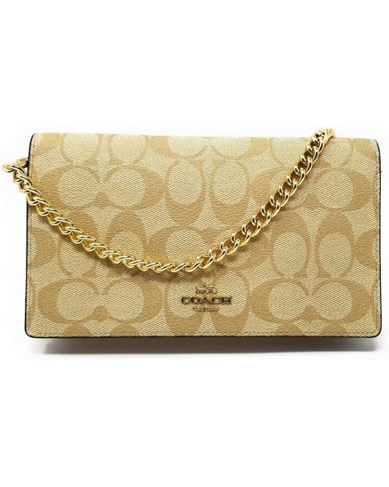 Kabelka Coach Anna Foldover Clutch Crossbody (Signature Canvas - Light Khaki - Chalk)