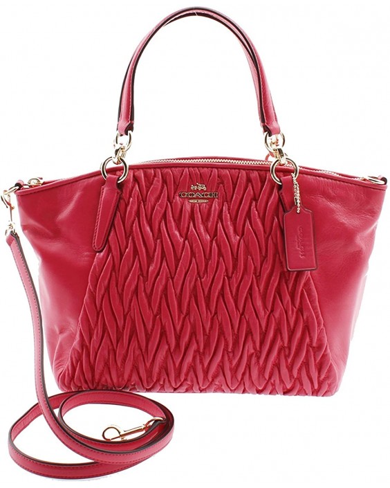 Kabelka Coach Small Kelsey in Gathered Twist Leather in Dahlia F37081 IMDUL