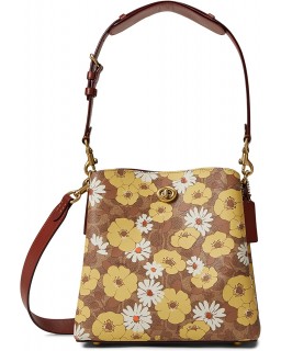 Kabelka COACH Signature Coated Canvas Willow Bucket Floral Print Tan/Rust, One Size