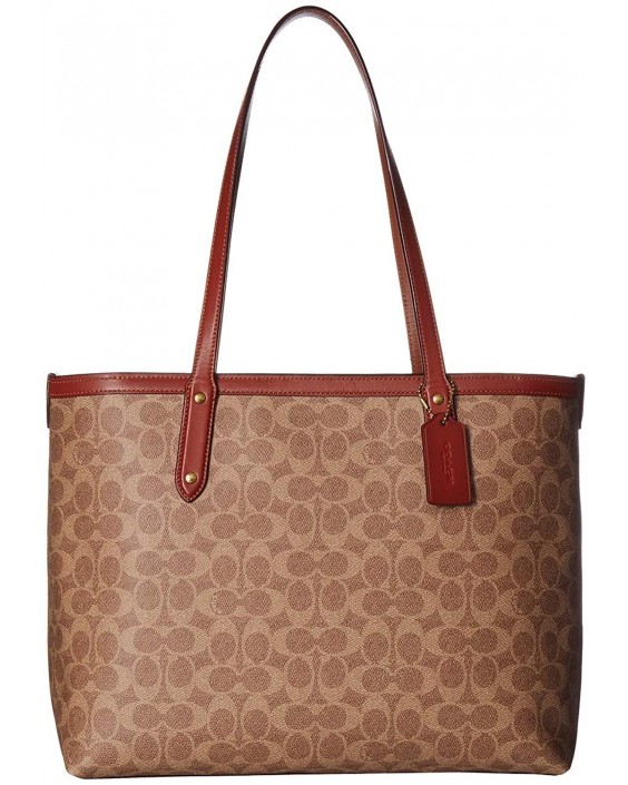 Kabelka COACH Coated Canvas Zip Center Tote, Tan, Rust, Brass, One Size