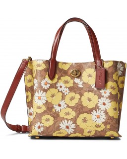 Kabelka COACH Signature Coated Canvas Floral Print Willow Tote 24 Tan/Rust, Multi One Size