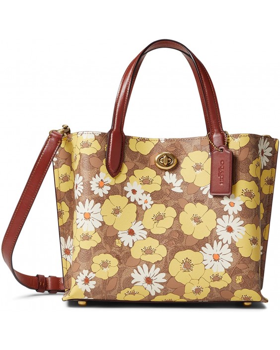 Kabelka COACH Signature Coated Canvas Floral Print Willow Tote 24 Tan/Rust, Multi One Size