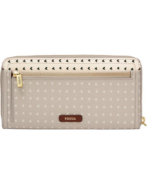 Fossil Logan Kožená RFID-Blocking Zip Around Clutch with Wristlet Strap