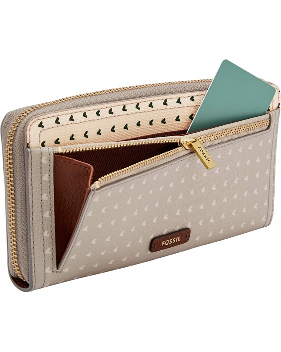 Fossil Logan Kožená RFID-Blocking Zip Around Clutch with Wristlet Strap